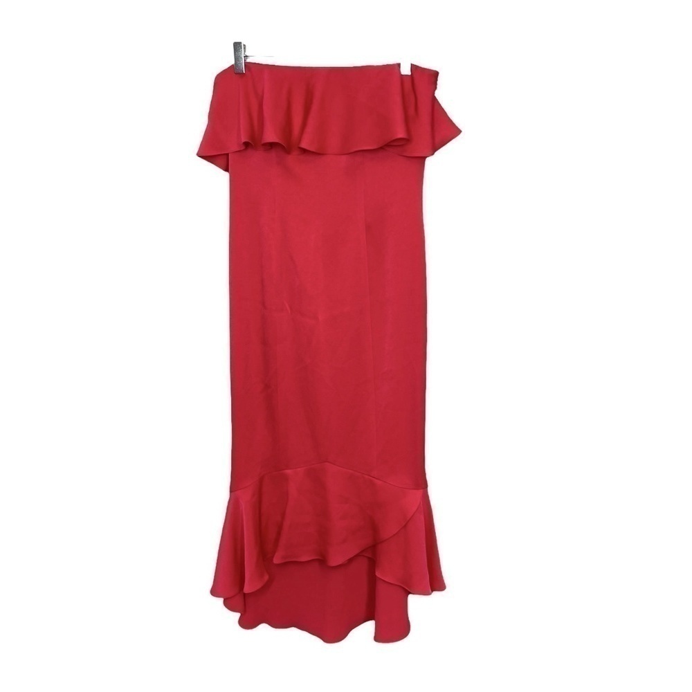 Shoshanna Midnight Poppy Strapless High-Low Gown Hem and Bust Ruffle Size 2